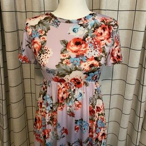 *Pink Blush* Lavender floral maternity maxi dress